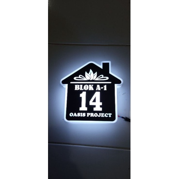 Nomor rumah menyala lampu Led
