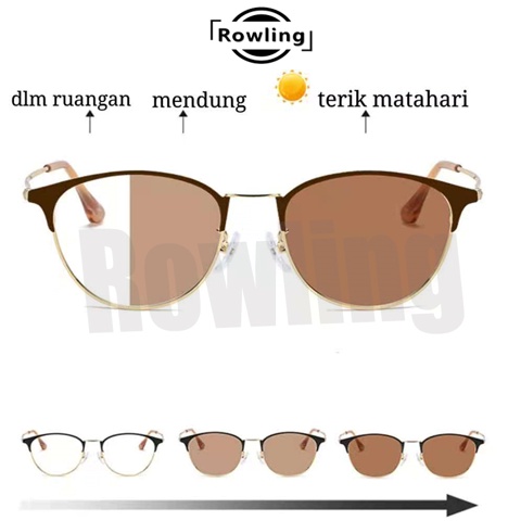 rowling(pc-53)2 in 1 Kacamata lensa photocromic anti radiasi wanita pria kacamata bingkai Titanium komputer Anti Silau fotocromic