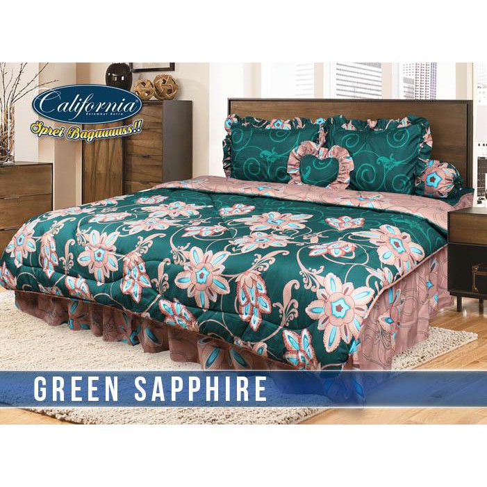 BEDCOVER SET CALIFORNIA KING 180x200 / 160x200 BED COVER King Size 180 - Green Sapphire Esme Cheese Balena Alena Bianca Azela - BC