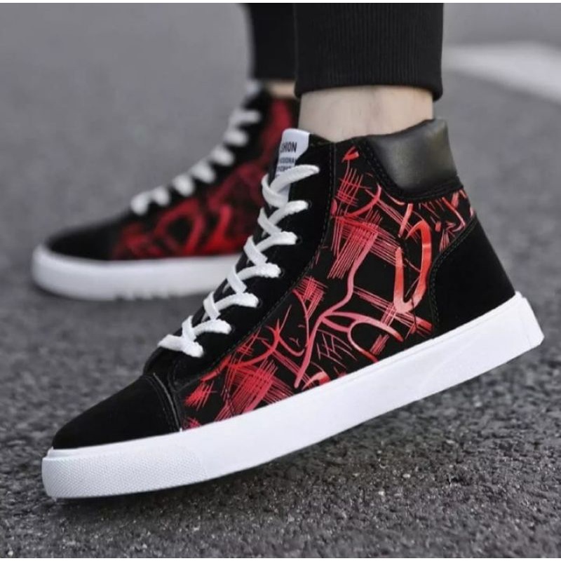 sepatu sneakers bots fashion batik pria dan wanita