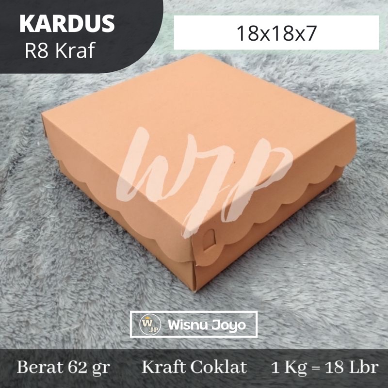 Kardus Nasi 18 plus mika 350 GSM / Kardus Kraft Coklat R8 350 Gsm / Kotak Kardus nasi Kue R8 18x18 /