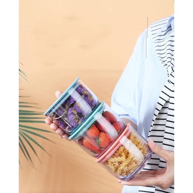 Toples Snack 330 ML / Food Storage Jar Tahan Panas 1 Set Isi 3 Pcs