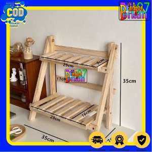 RAK SUSUN 2 KAYU LIPAT /RAK SERBAGUNA / RAK BUMBU / RAK MAKE UP