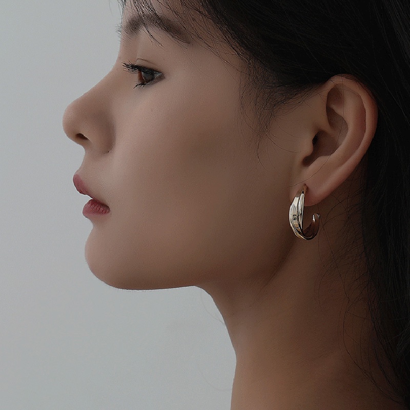 Anting Tusuk Gantung Desain Setengah Lingkaran + Simpul Gaya Korea / Modern / Unik Untuk Wanita