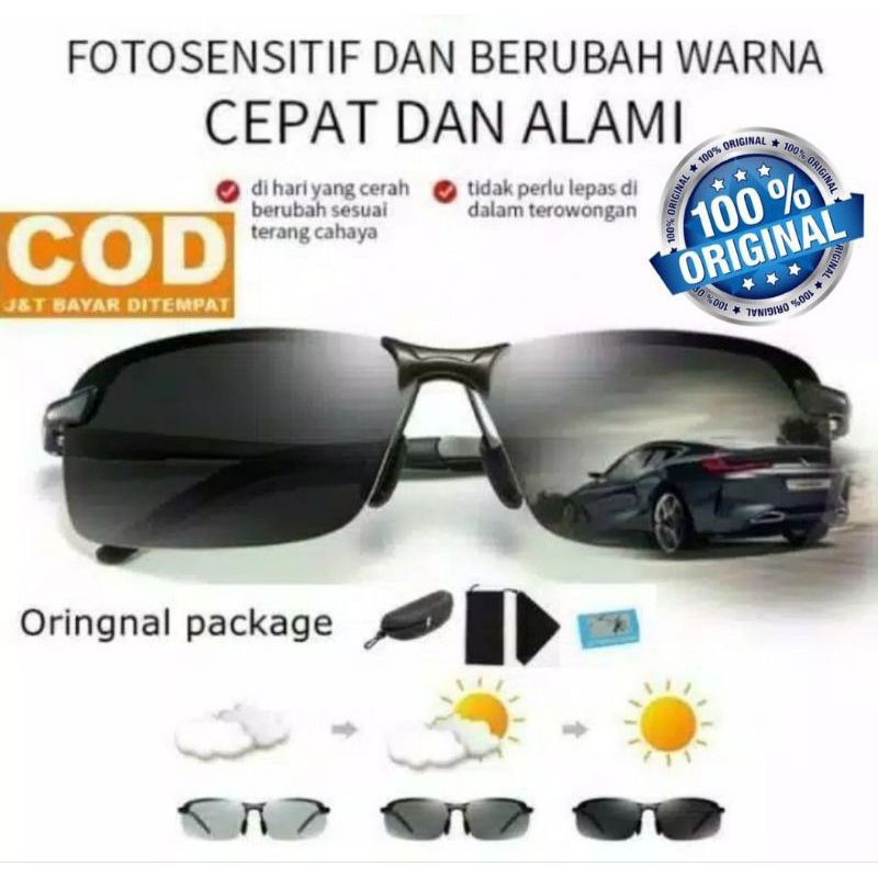 Kacamata Polarized Photochromic Pria Wanita / Kacamata Anti Silau Siang