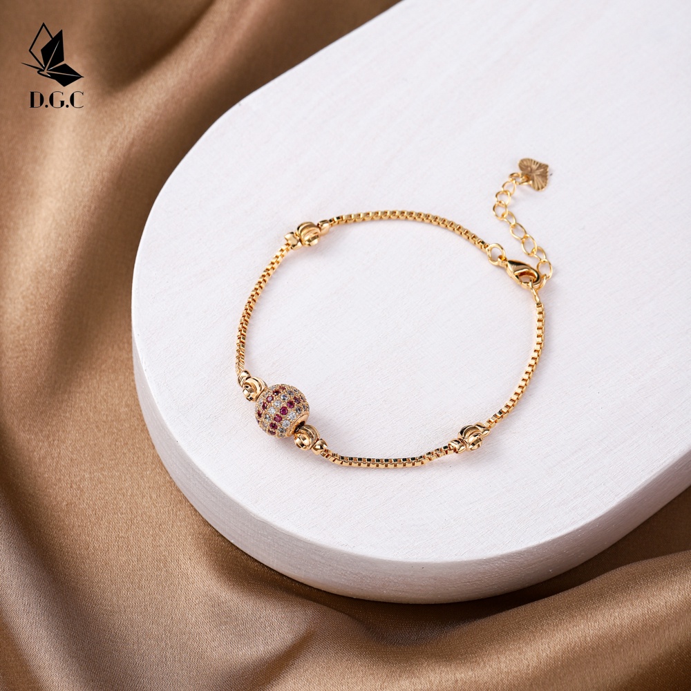 ♥️✅COD✨Gelang Rantai Titanium Lapis Emas Aksesoris Fashion Bola Gelang Serut Wanita D205