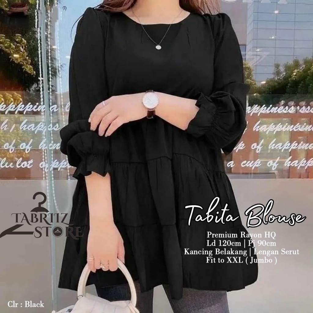 tabita pakaian blouse bluse blus dress dres baju kemeja atasan katun adem polos jumbo ld 120 xxxl bi