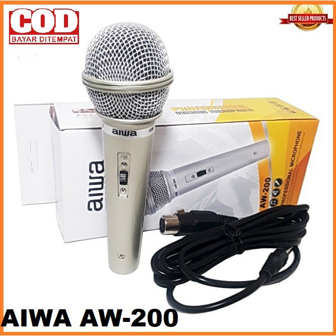 AIWA microphone Mic kabel AW 108 /AW 200 Mikropon suara mantap