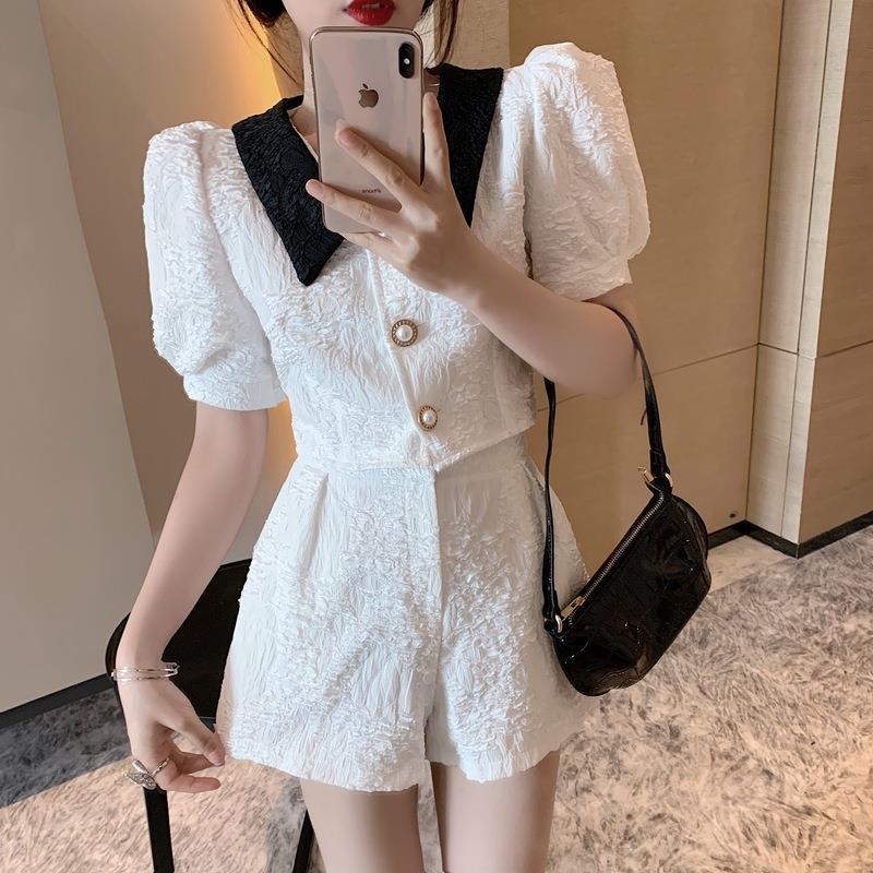 [✅BISA COD] #Sisjuly# Pakaian kipas dewi temperamen feminin baru, celana pendek wewangian, setelan jas dua