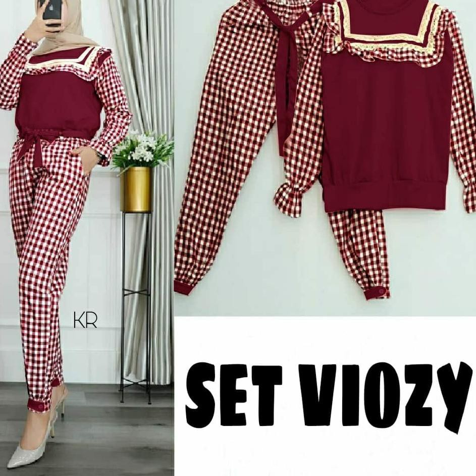 ➵ PAKAIAN WANITA SETELAN CELANA STELAN FASHION SET VIOZY BABITERRY KATUN KOTAK BIGSIZE JUMBO ➾