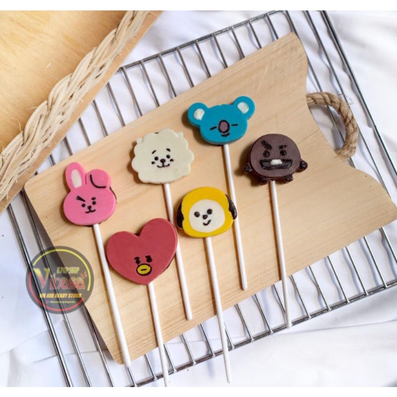 BT21 Permen Lollipop Permen Coklat BTS BT21 Coklat Asli