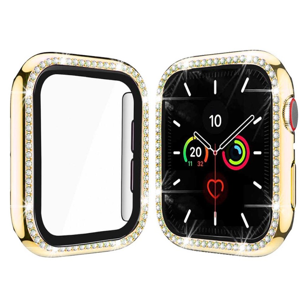 Diamond Pelindung Case Cover Untuk Apple Watch SE Series SE 6 5 4 3 2 1pc Hard Case Shell Untuk IWatch 40mm 44mm 38mm 42mm PC Bumper Frame Dengan Pelindung Layar Untuk t500 x7 t5 t55 ft5 SE SE