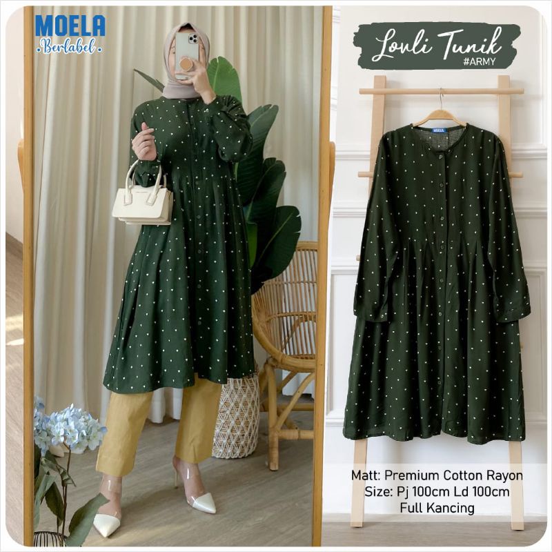 IL - Louli Polka Tunik Wanita Premium / Tunik Kako Motif Bintik Polkadot Fashion Muslim