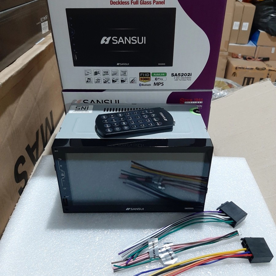 TV mobil double din Sansui 5201i full hd Autolink Android dan iPhone