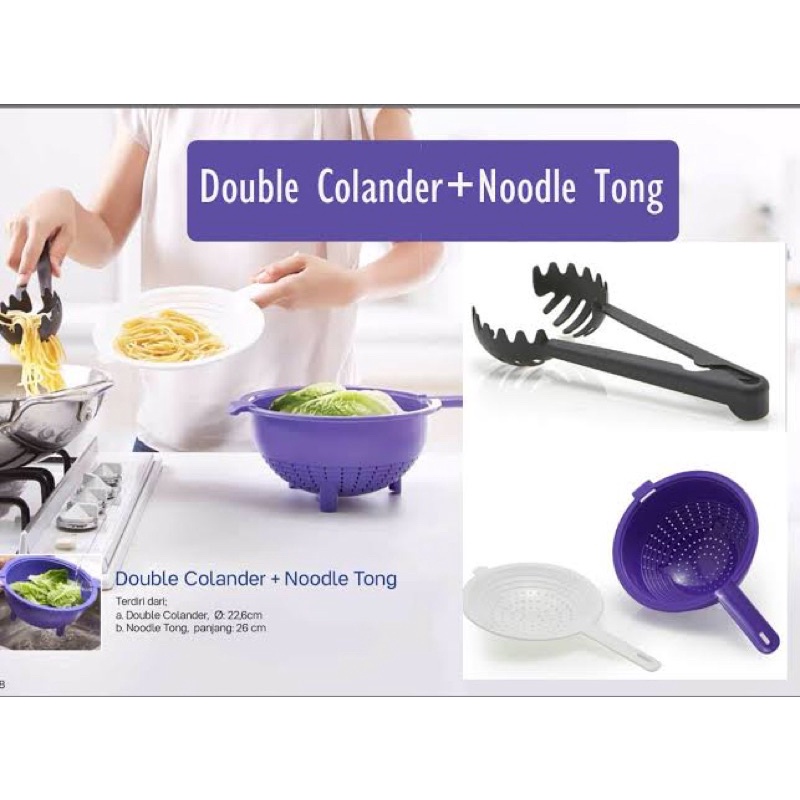 TUPPERWARE DOUBLE COLANDER+NOODLE TONG
