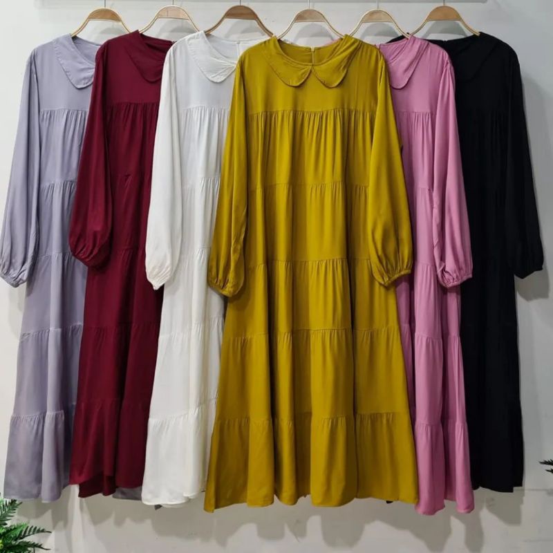 Gamis Midi Dress Import / Gamis Rempel Bawah Import Gamis Salvina