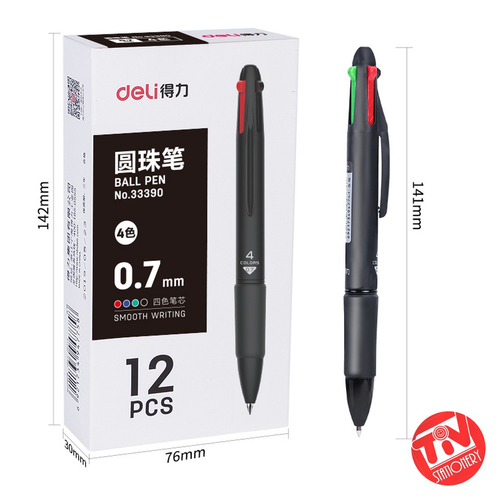 

Pulpen Deli 33390 0.7mm 4in1 (warna Hitam, Biru, Merah, Hijau)