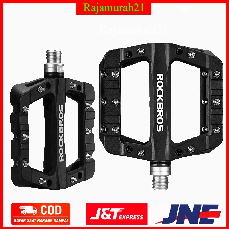 Rockbros Pedal Sepeda MTB Mountain Aluminium Alloy Non Slip - JT201 - Black - DPSE1VBK