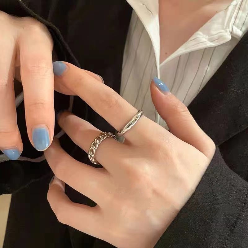 Cincin Model Rantai Twist Terbuka Dapat Disesuaikan Gaya Korea Untuk Wanita