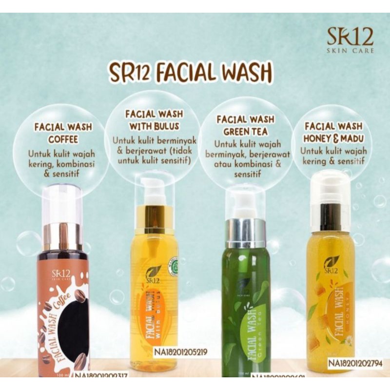 Facial wash with collagen glutation SR12 untuk jerawat kulit berminyak SR12 herbal skincare BPOM sabun cuci muka glowing clenaser cleansing pemutih Free PARABEN Free Detergent Pembersih wajah Penghilang jerawat