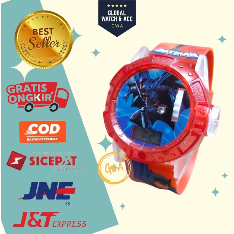 Jam tangan anak laser musik karakter Batman