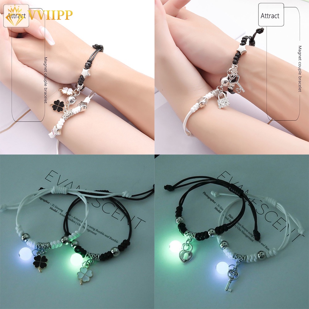 2pcs / Set Gelang Tangan Magnetik Adjustable Untuk Pasangan / Pria / Wanita