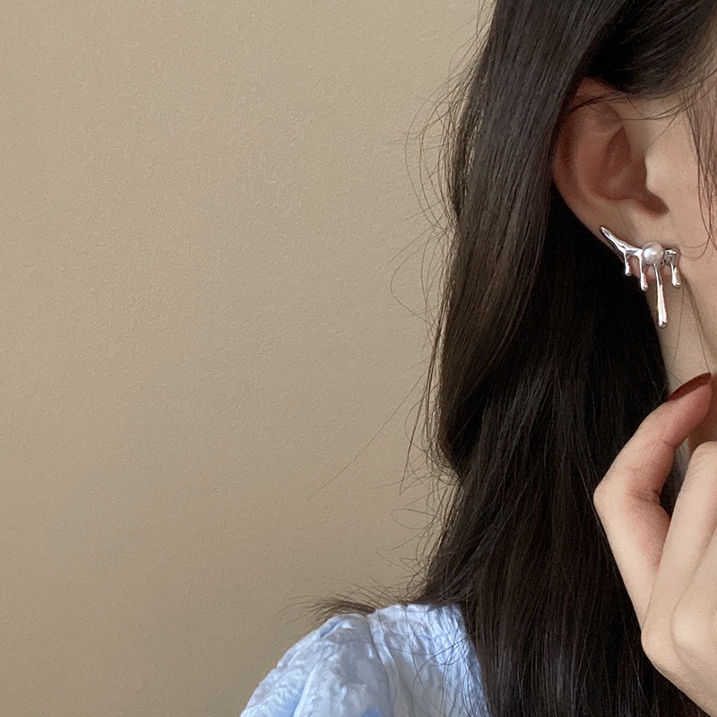 Anting Tusuk sterling silver Hias Mutiara Untuk Wanita