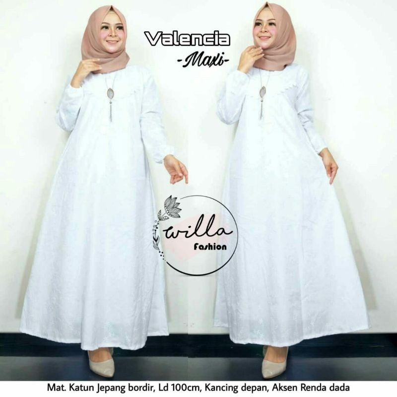 Valencia maxi dress/white dress/dress pesta putih