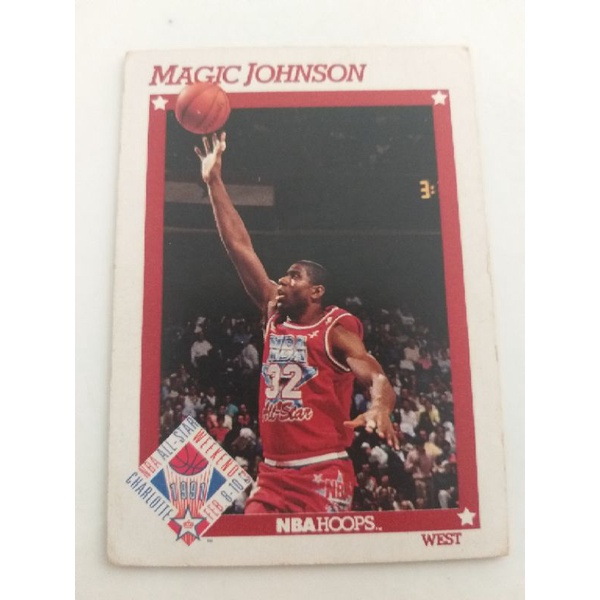 kartu basket asli magic johnson tahun 1991 NBA HOOPS all star