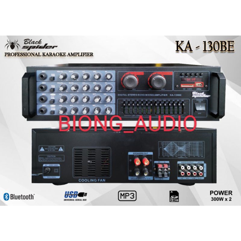 AMPLIFIER KARAOKE BLACK SPIDER KA 130 BE POWER MIXER ORIGINAL