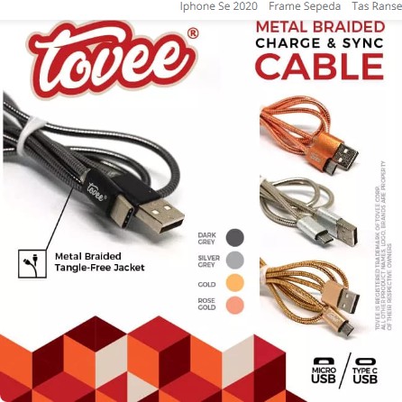 KABEL DATA TOVEE METAL FLAT 100CM TYPE C