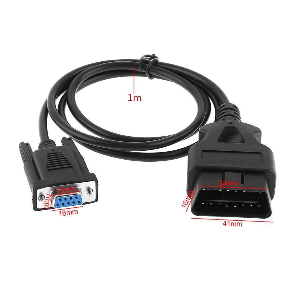 Kabel Adapter Konektor Extension Obd-Ii 16pin Male To Db9 Rs232 Panjang 1m Untuk Diagnostik Mobil