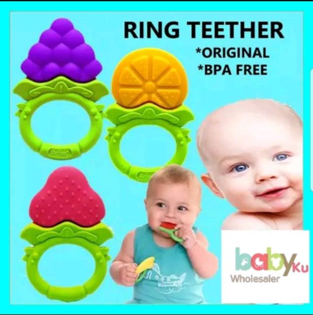 gigitan bayi tumbuh gigi buah silikon teether baby kids fruit silicone grape strawbery orange