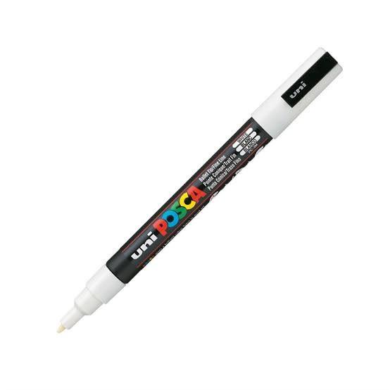 

Uni Posca PC-1m/PC-3m/PC-5m/PC-17K White, Spidol Warna Putih Best Seller