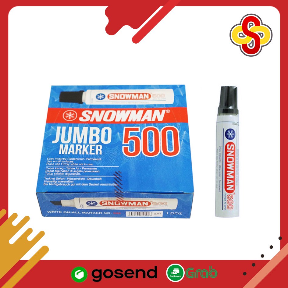 Spidol Permanent Marker Snowman Jumbo 500 - Hitam