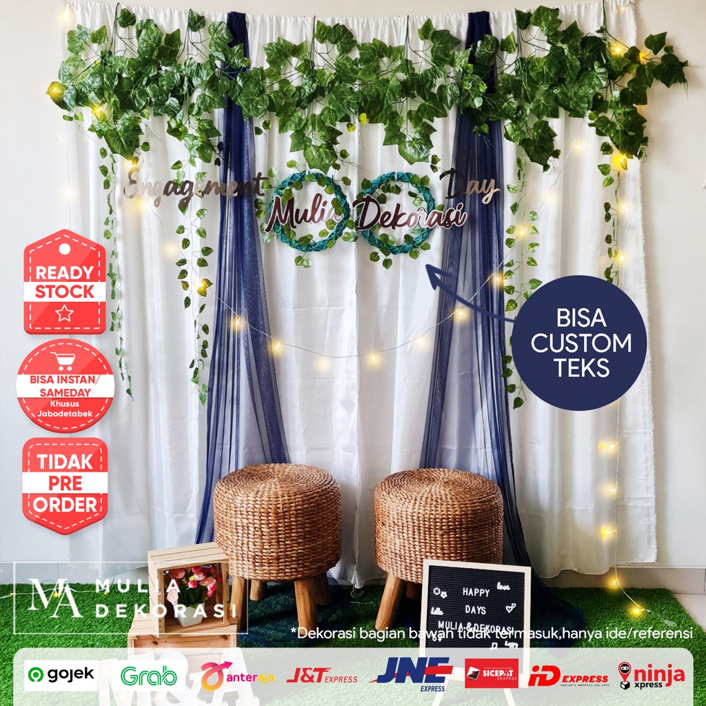 Dekorasi Lamaran Tunangan Backdrop Nikahan DIY Akad Nikah Paket MM Lengkap Dengan One Set Couple