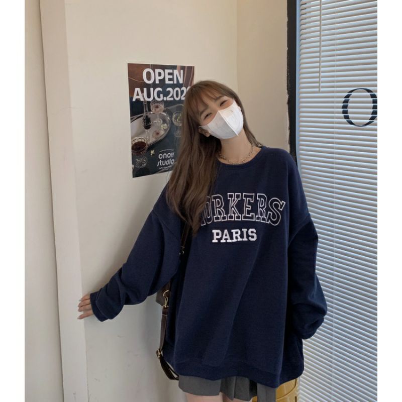 Sweater Crewneck (S - 6XL) WORKERS PARIS Sweatshirt Bigsize Jumbo OVERSIZE Unisex Korean Style Harajuku Loose Oblong