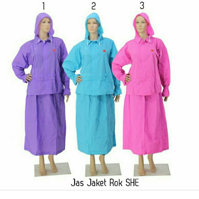 Jas Hujan Rok Wanita Bahan Pvc Mantel Jaket Hujan Setelan