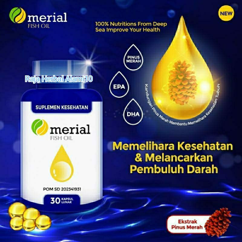 MERIAL FISH OIL - MINYAK IKAN HERBAL ALAMI - SUPLEMEN KESEHATAN ASLI  ORIGINAL