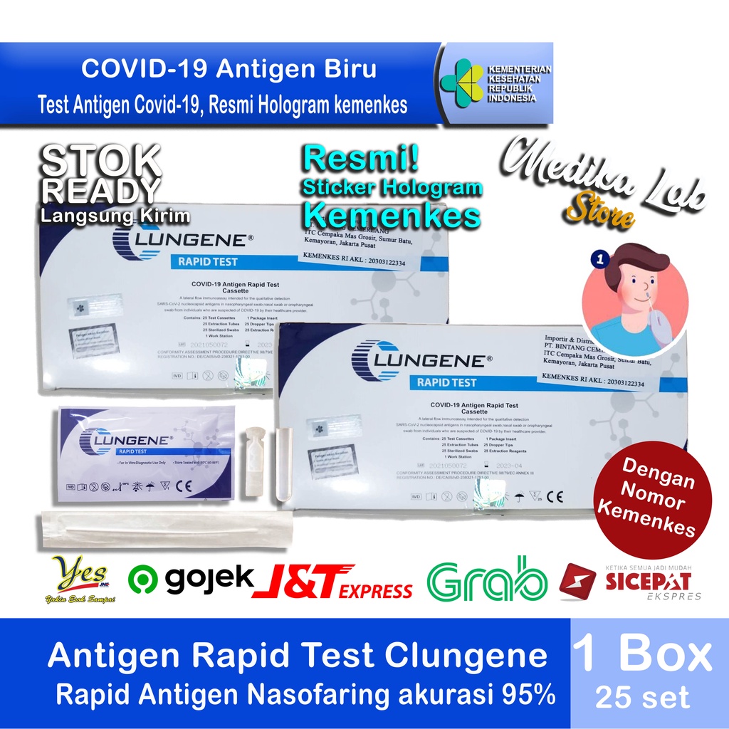 Rapid Test Antigen (Swab) Clungene Biru 1 box (25set) | Medika Lab Original