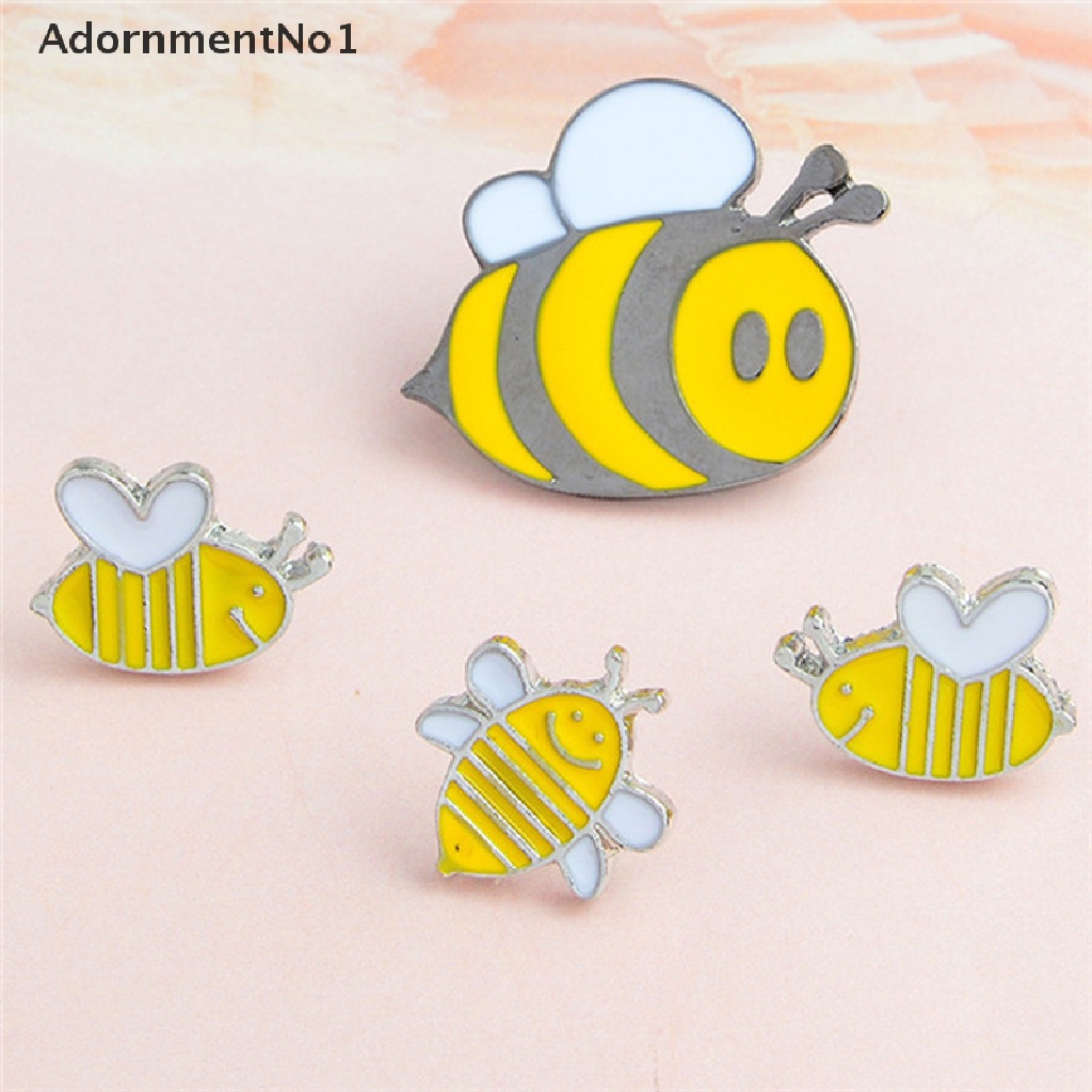 (AdornmentNo1) 4pcs / Set Bros Pin Enamel Bentuk Lebah Untuk Aksesoris Pakaian