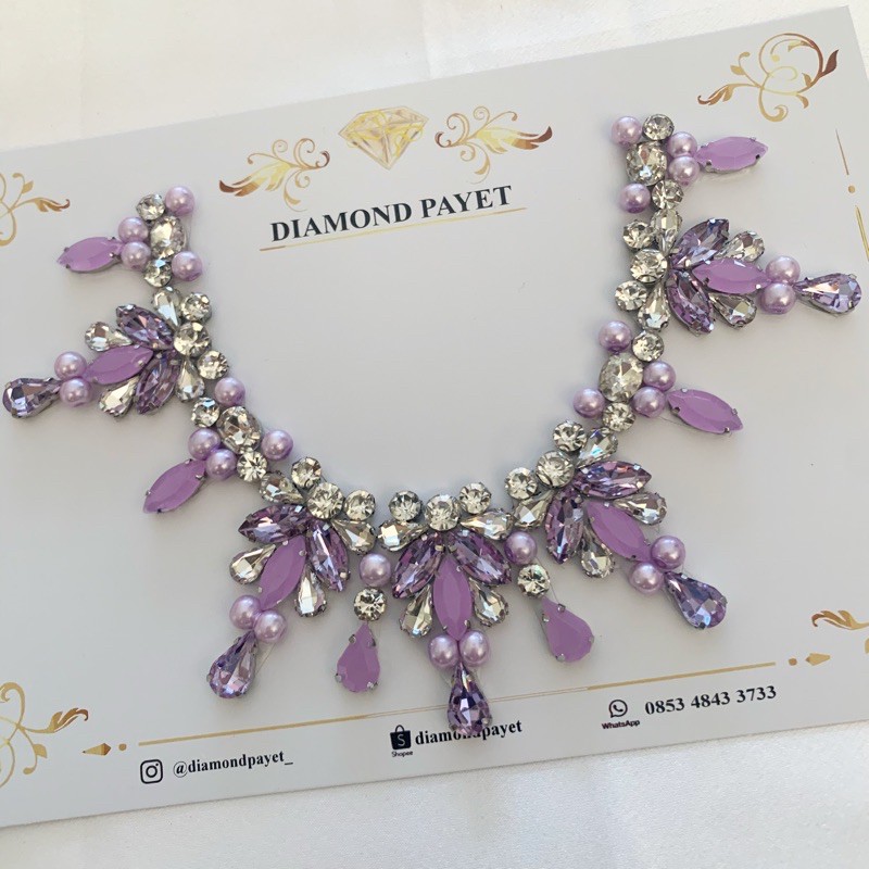Payet rangkai leher lavender / pink / peach