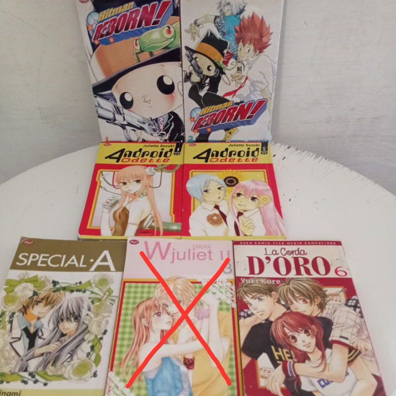 hitman reborn 1&2, android odetto 1&2, special a 17, w juliet II 3, La corda d'oro 6