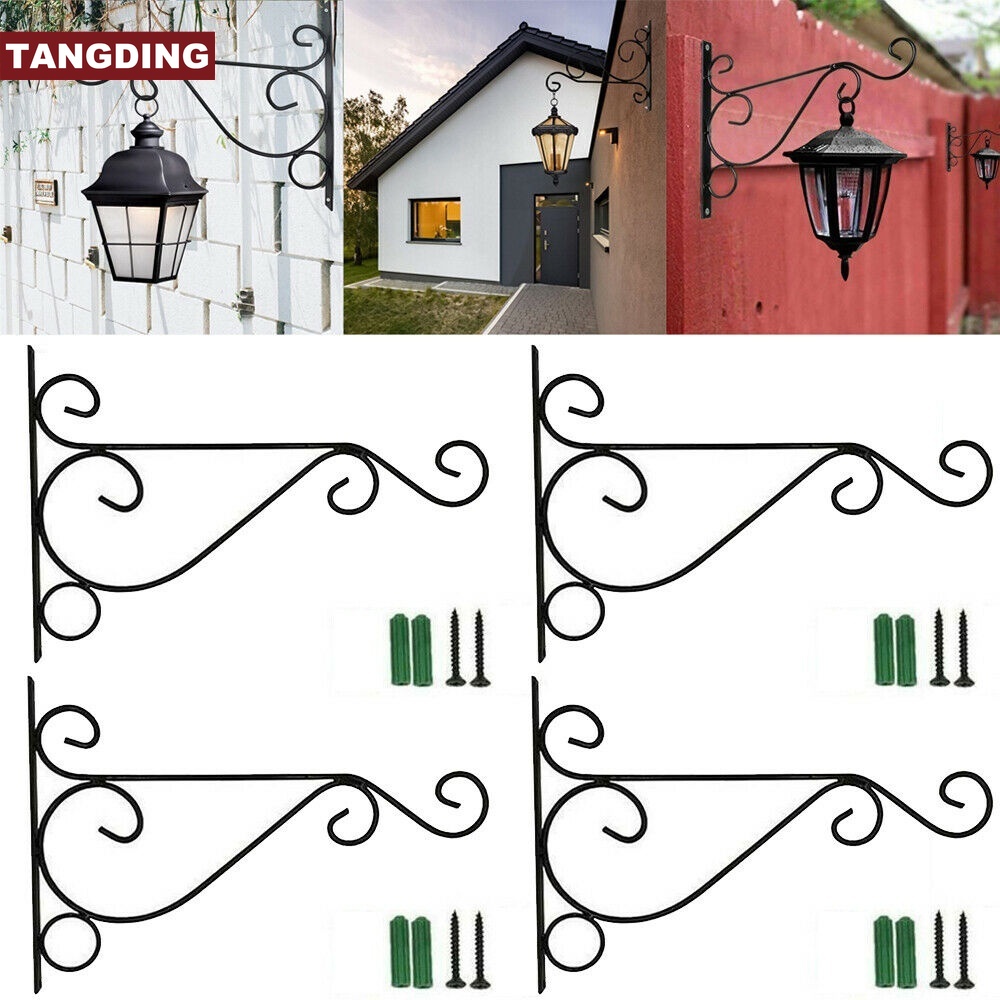 【COD Tangding】4pcs/set Heavy Duty Metal Hanging Basket Brackets Garden Plant Hanger Hook Wall Decor