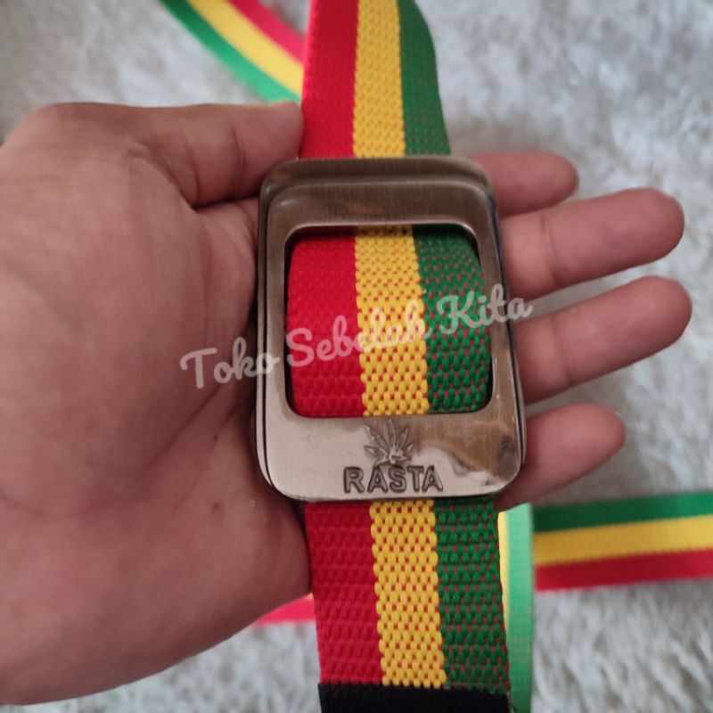 Sabuk Rasta | Ikat pinggang Rasta Jepit Spesial Edisi | Gesper Pria Kanvas Motif Rasta