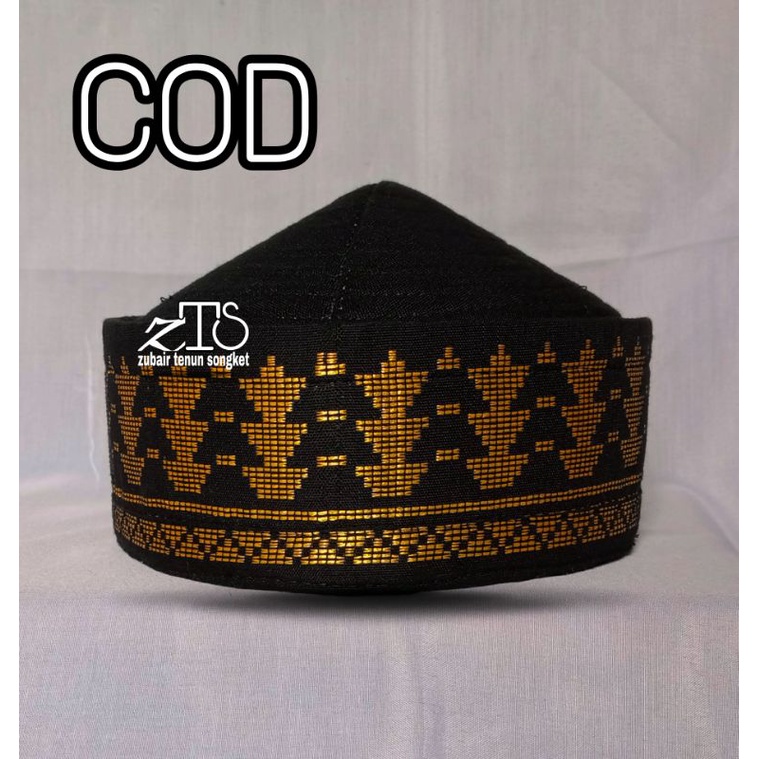 Peci songket motif Darwin warna hitam emas peci sholat pria dewasa dan anak²