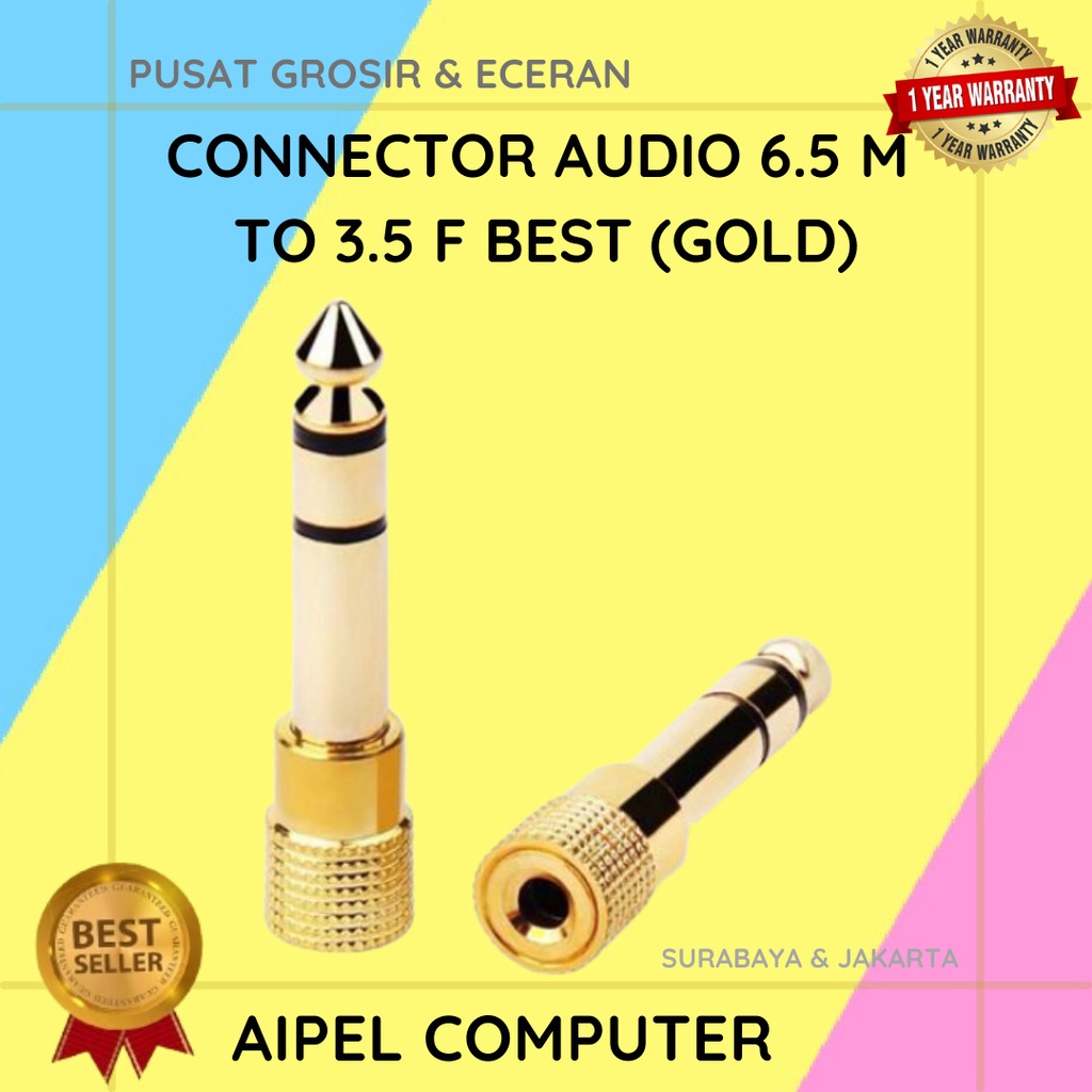 A6M3F | CONNECTOR AUDIO 6.5 MALE TO 3.5 FEMALE BEST (GOLD)