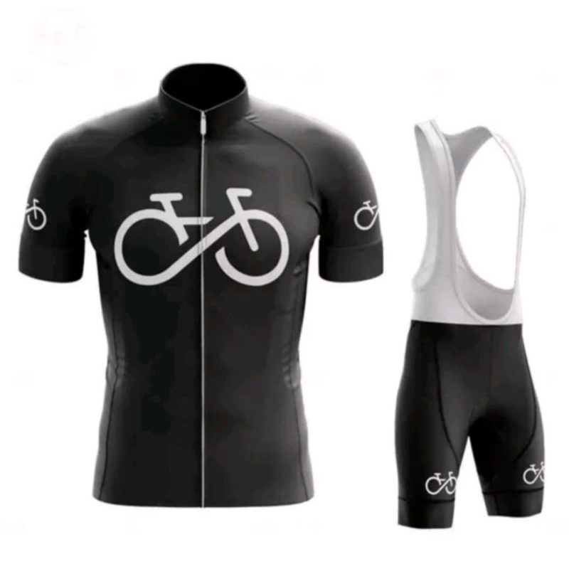 Jersey Set Sepeda Baju Celana Pedding Gel BIB Cycling Jersey Hitan