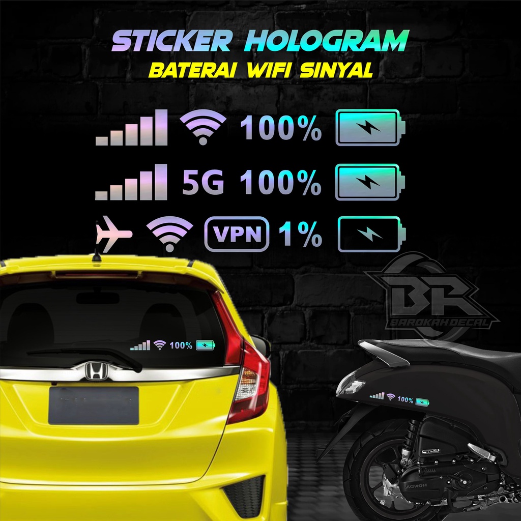 Sticker Cutting Hologram Sinyal Wifi Stiker Motor Hologram