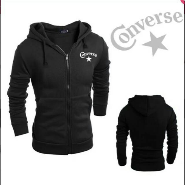 Jual Jaket Zipper Fleece Converse Big size / All size M L XL XXL XXXL / Jaket Pria Wanita
